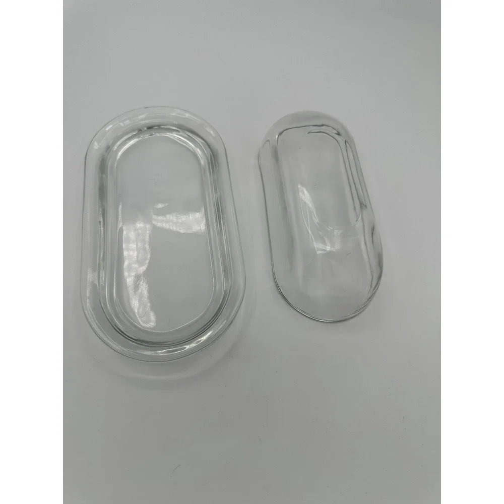 Vintage Oval / Oblong Clear Glass Butter Dish with Lid